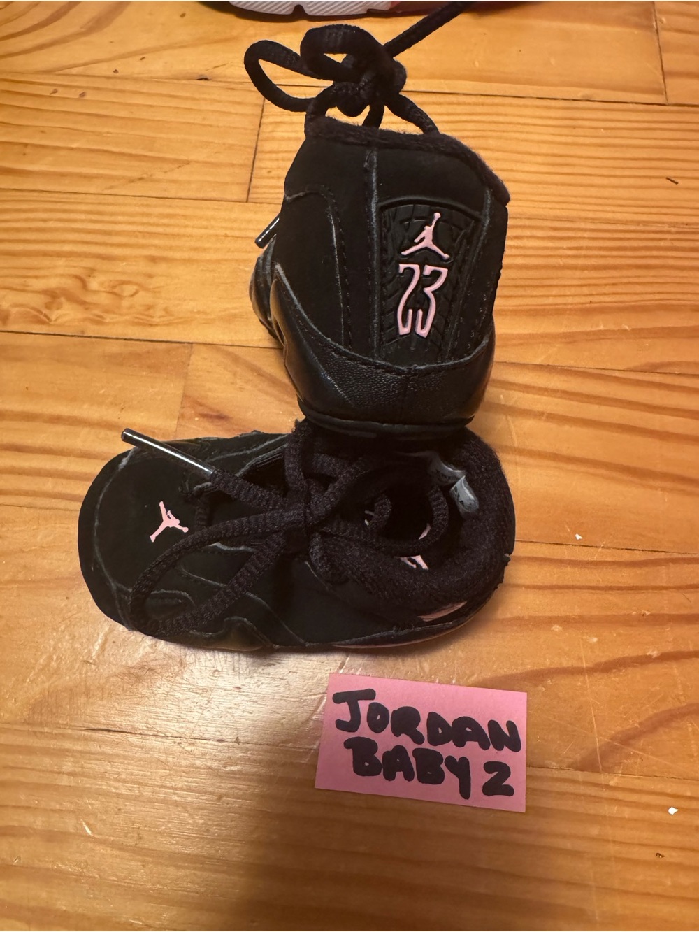 Jordan Baby 2 Black with Pink Jumpman Infant Sneakers
